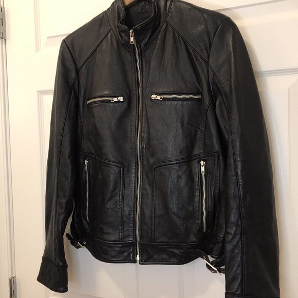 Women’s Genuine Leather Moto Jacket Medium, Black, by Mossimo - Picture 7 of 16